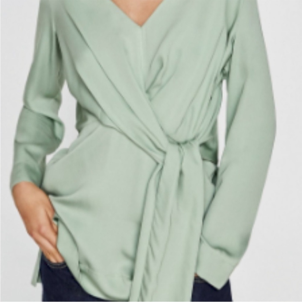 Zara Draped Bow Knot Mint Green Size S New With Tag